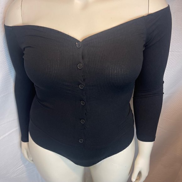 Fool In‎ Love Off Shoulder Bodysuit Black Size 2X RefFNB - Picture 8 of 16
